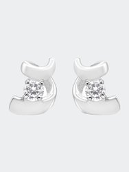 10K Gold 1/10 Cttw Round Brilliant-Cut Diamond Espira Swirls Solitaire Push Back Stud Earrings