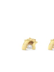 10K Gold 1/10 Cttw Round Brilliant-Cut Diamond Espira Swirls Solitaire Push Back Stud Earrings