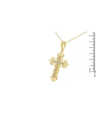 10K Gold Plated .925 Sterling Silver 2 1/2 cttw Diamond Cross Pendant Necklace