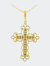 10K Gold Plated .925 Sterling Silver 2 1/2 cttw Diamond Cross Pendant Necklace - Yellow