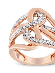10K Rose Gold 1/2 Cttw Round-Cut Diamond Intertwined Multi-Loop Cocktail Ring - I-J Color, I1-I2 Clarity - Size 6