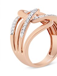 10K Rose Gold 1/2 Cttw Round-Cut Diamond Intertwined Multi-Loop Cocktail Ring - I-J Color, I1-I2 Clarity - Size 7