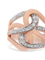 10K Rose Gold 1/2 Cttw Round-Cut Diamond Intertwined Multi-Loop Cocktail Ring - I-J Color, I1-I2 Clarity - Size 8 - Rose Gold