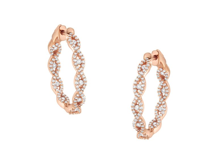 10K Rose Gold Diamond Hoop Earring - Rose