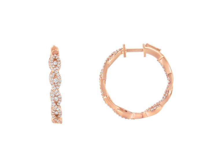 10K Rose Gold Diamond Hoop Earring