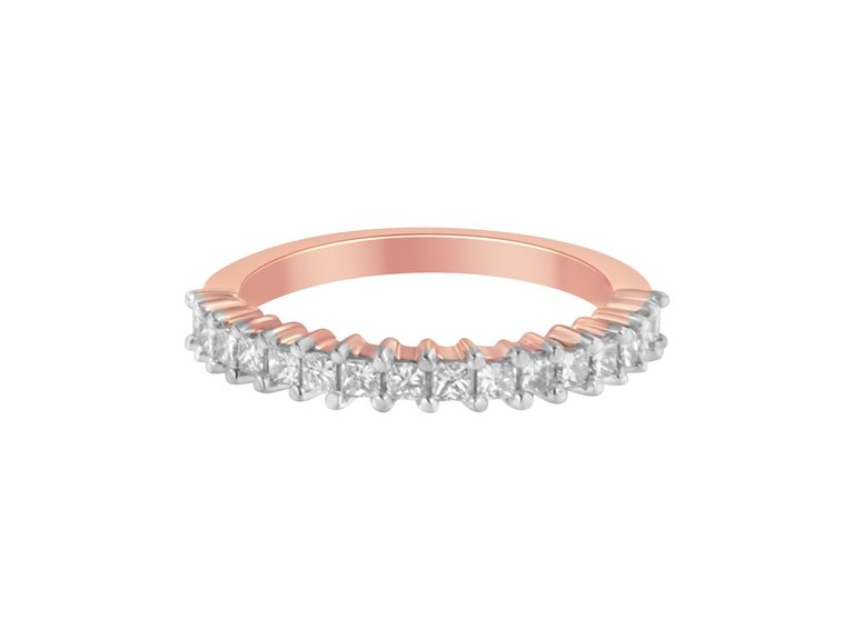 10K Rose Gold Flashed .925 Sterling Silver Diamond Band Ring - Rose