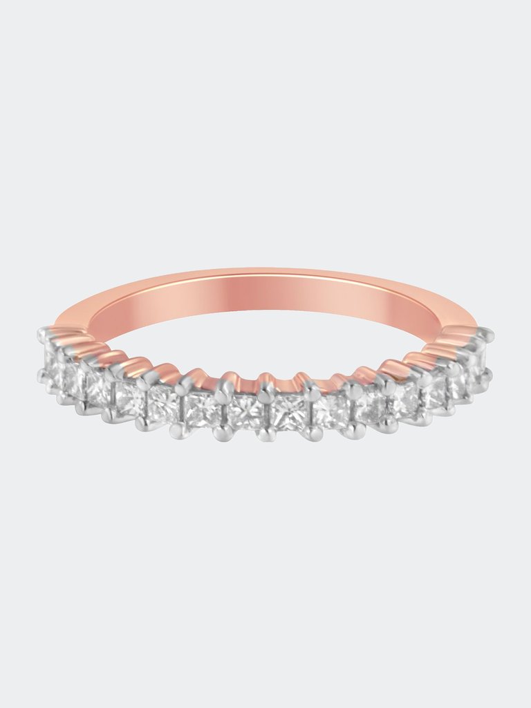 10K Rose Gold Flashed .925 Sterling Silver Diamond Band Ring - Rose