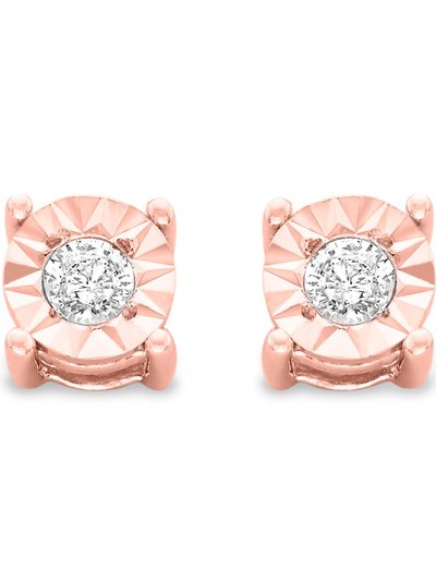 Haus of Brilliance 10K Rose Gold Over .925 Sterling Silver 1/5 Cttw Round Near Colorless Diamond Miracle-Set Stud Earrings product