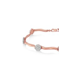 10k Rose Gold Over Sterling Silver 1.0 cttw Diamond Floral Link Bracelet