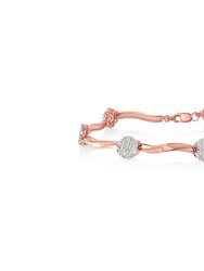 10k Rose Gold Over Sterling Silver 1.0 cttw Diamond Floral Link Bracelet - Rose