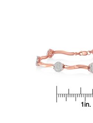 10k Rose Gold Over Sterling Silver 1.0 cttw Diamond Floral Link Bracelet