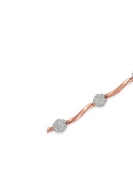 10k Rose Gold Over Sterling Silver 1.0 cttw Diamond Floral Link Bracelet