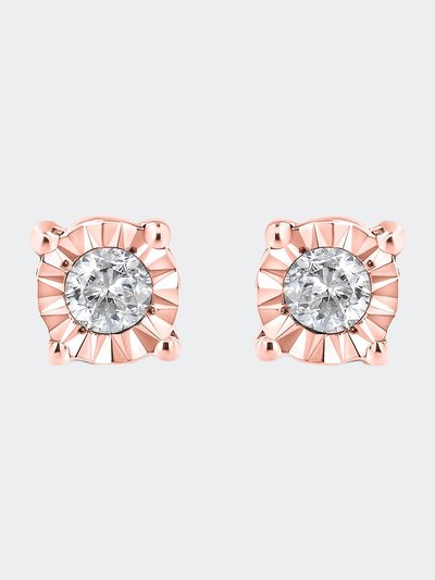 Haus of Brilliance 10K Rose Gold Plated .925 Sterling Silver 1/10 Cttw Round Brilliant-Cut Diamond Miracle-Set Stud Earrings product