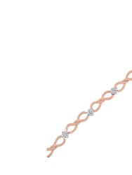 10K Rose Gold Plated .925 Sterling Silver 1/2 Cttw Diamond Infinity Link Tennis Bracelet