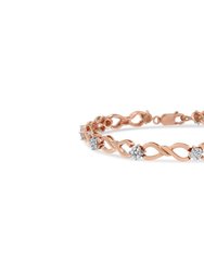 10K Rose Gold Plated .925 Sterling Silver 1/2 Cttw Diamond Infinity Link Tennis Bracelet - Rose Gold