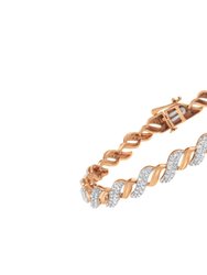 10K Rose Gold Plated .925 Sterling Silver 1/4 cttw Prong Set Round-Cut Diamond "S" Link Bracelet