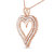 10K Rose Gold Plated .925 Sterling Silver 2.00 Cttw Diamond Heart 18" Pendant Necklace