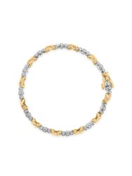 10K Two-Tone Gold 1/2 Cttw Diamond Alternating 3 Stone And X-Link 7" Bracelet