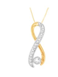 10K Two-Tone Gold 1/5 Cttw Diamond Radiant Ribbon Pendant Necklace