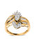 10K Two-Toned 1/2 Cttw Round And Baguette-Cut Composite Pear Head Diamond Ring - Ring Size 7