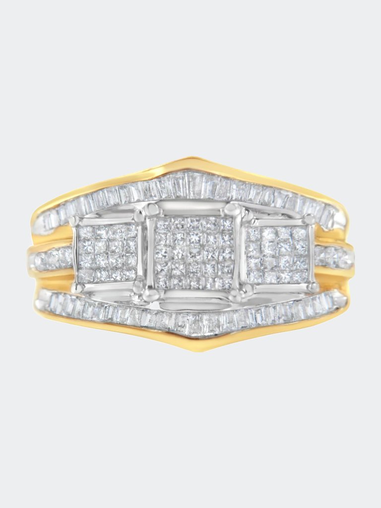 10K Two Toned Channel-Set Diamond Bypass Ring - Two-Toned