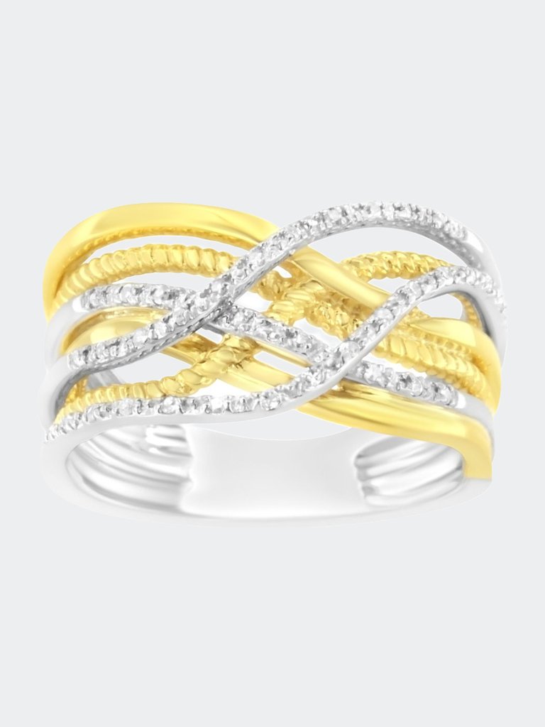 10K White And Yellow Gold 1 1/10 Cttw Channel-Set Diamond Bypass Band Ring - White/Yellow Gold