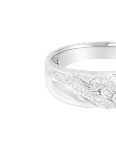 Haus of Brilliance 10K White Gold 1/10 Cttw Diamond Men's Three Stone Channel Set Diamond Wedding Ring product