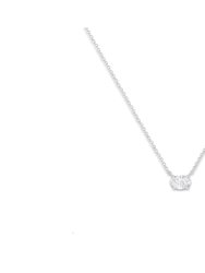 10K White Gold 1/2 Cttw 4 Prong Set Oval Shape Lab Grown Diamond East West Solitaire 18" Pendant Necklace