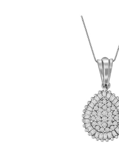 Haus of Brilliance 10K White Gold 1/2 Cttw Round and Bagutte-Cut Diamond Teardrop 18" Pendant Necklace product