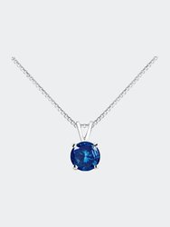 10K White Gold 1/2 Cttw Round Brilliant Cut Lab Grown Diamond 4-Prong Solitaire Pendant Necklace - Blue