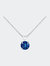 10K White Gold 1/2 Cttw Round Brilliant Cut Lab Grown Diamond 4-Prong Solitaire Pendant Necklace - Blue