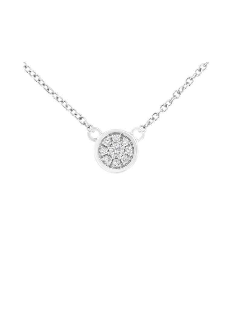 10K White Gold 1/4 Cttw Diamond Flower Pendant Necklace - Adjustable 16-18" Chain
