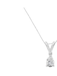 10K White Gold 1/5 cttw Diamond Pear Pendant Necklace