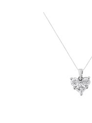 10K White Gold 1.0 Cttw Round-Cut and Princess-Cut Diamond Heart Shaped 18" Pendant Necklace