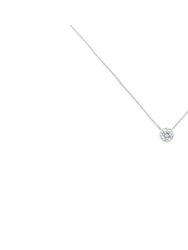 10k White Gold 3/10 Carat Round Brilliant-Cut Diamond Modern Bezel-Set Solitaire 16"-18" Pendant Necklace