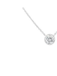10k White Gold 3/10 Carat Round Brilliant-Cut Diamond Modern Bezel-Set Solitaire 16"-18" Pendant Necklace - White