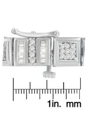 10K White Gold Round and Baguette Cut Diamond Bracelet