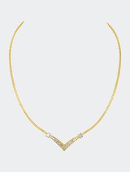 10K Yellow and White Gold 1/2 Cttw Princess Cut Diamond Channel-Set “V” Shape 18" Franco Chain Necklace