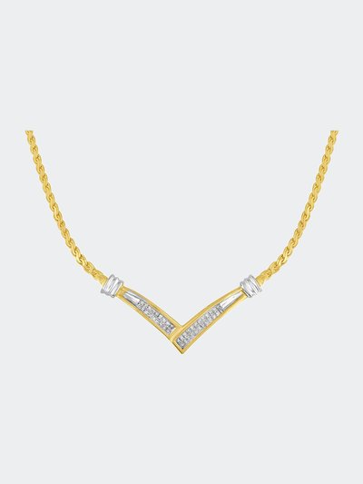 Haus of Brilliance 10K Yellow and White Gold 1/2 Cttw Princess Cut Diamond Channel-Set “V” Shape 18" Franco Chain Necklace product