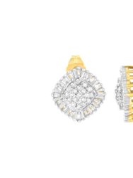 10K Yellow Gold 1/2 Cttw Diamond Cluster Cocktail Stud Earrings