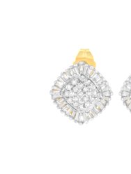 10K Yellow Gold 1/2 Cttw Diamond Cluster Cocktail Stud Earrings