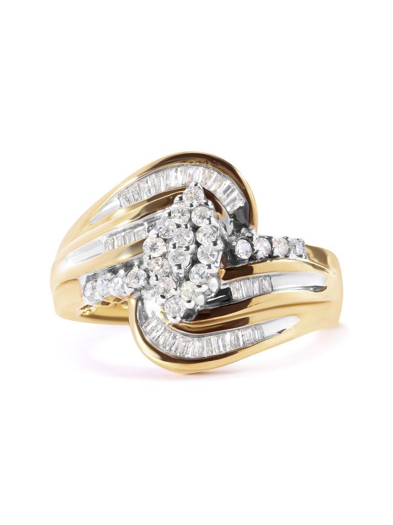 10K Yellow Gold 1/2 Cttw Diamond Pear Cluster And Swirl Ring - Ring Size 7 - Gold