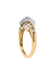 10K Yellow Gold 1/2 Cttw Diamond Pear Shaped Head And Multi Row Channel Set Shank Ring - Ring Size 7