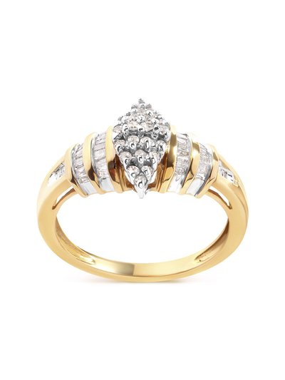 Haus of Brilliance 10K Yellow Gold 1/2 Cttw Diamond Pear Shaped Head And Multi Row Channel Set Shank Ring - Ring Size 7 product