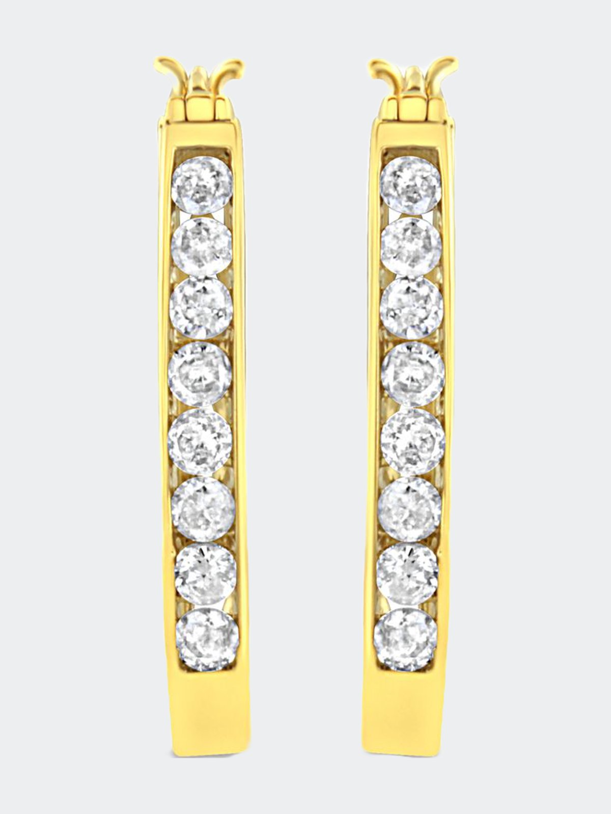 Haus of Brilliance 10K Yellow Gold 1/2 Cttw Round and Baguette-Cut Diamond  Hoop Earrings