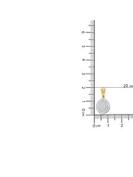 10K Yellow Gold 1/2 Cttw Round and Baguette Cut Diamond Oval Burst 18" Pendant Necklace