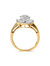 10K Yellow Gold 1/2 Cttw Round And Baguette-Cut Diamond Rhombus Head And Halo Ring - Ring Size 7