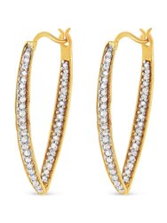 10K Yellow Gold 1/2 Cttw Round-Cut Diamond Modern Hoop Earrings - Yellow