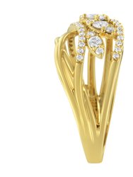 10K Yellow Gold 1/2 Cttw Round-Cut Multi Row Diamond Split Shank Cocktail Ring - H-I Color, SI2-I1 Clarity - Size 6