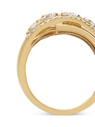 10K Yellow Gold 1/2 Cttw Round-Cut Multi Row Diamond Split Shank Cocktail Ring - H-I Color, SI2-I1 Clarity - Size 6